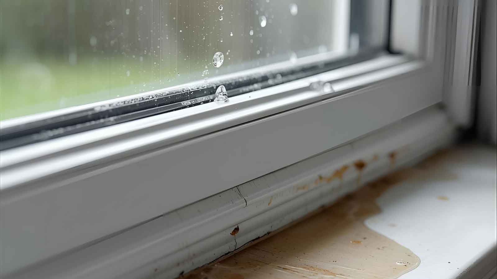 Dirty water coming from a leaky window