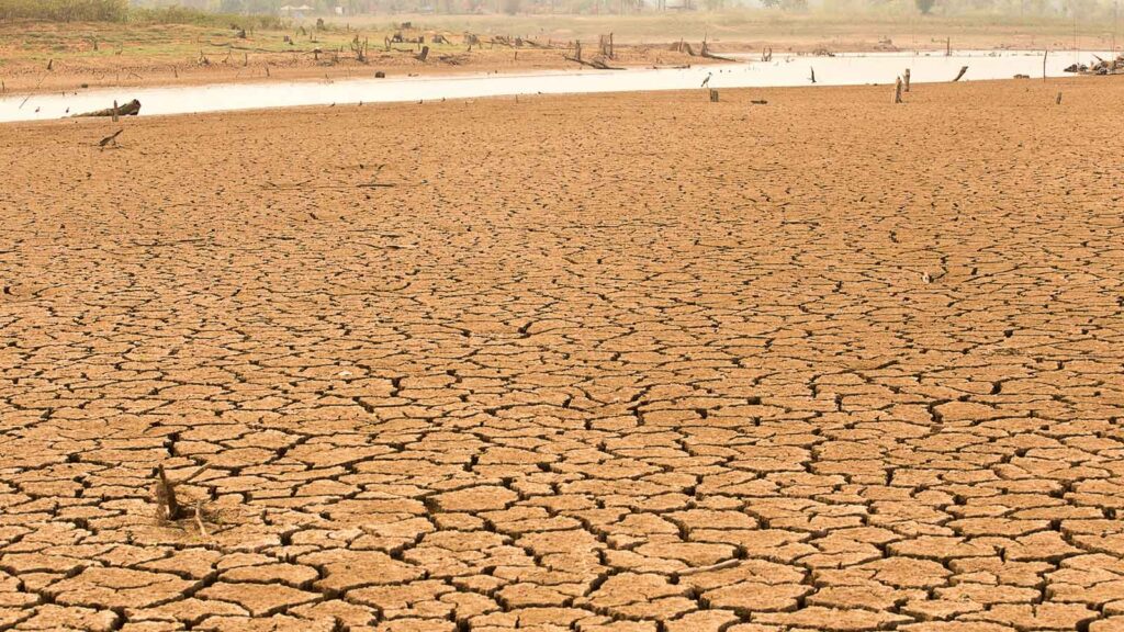 Dry, cracked land caused by El Niño conditions.