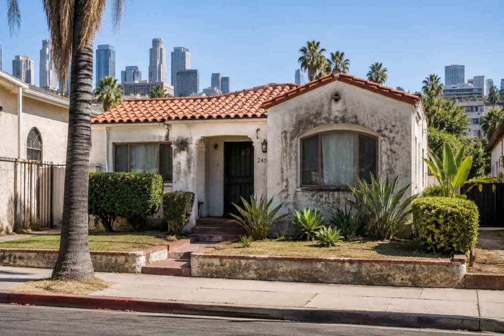 Front view of a Los Angeles home with subtle exterior mold.