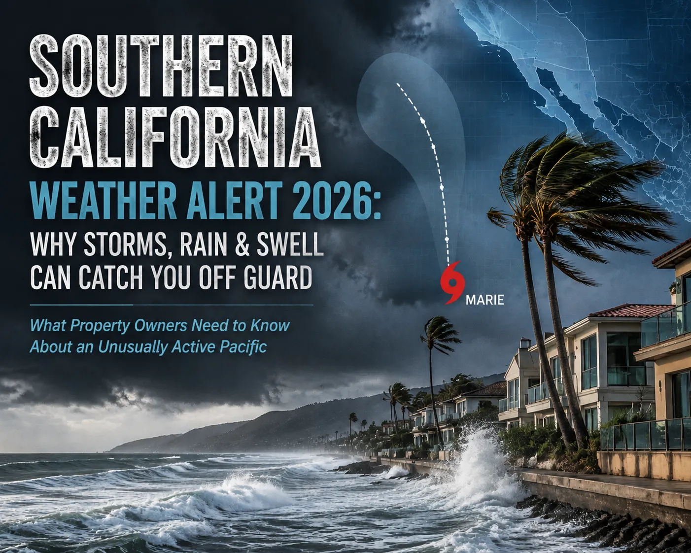 A coastal storm threatens Los Angeles property with potential water damage and flooding.